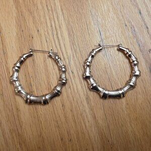 Claire's Vintage Gold Tone Bone Style Hoop Earrings